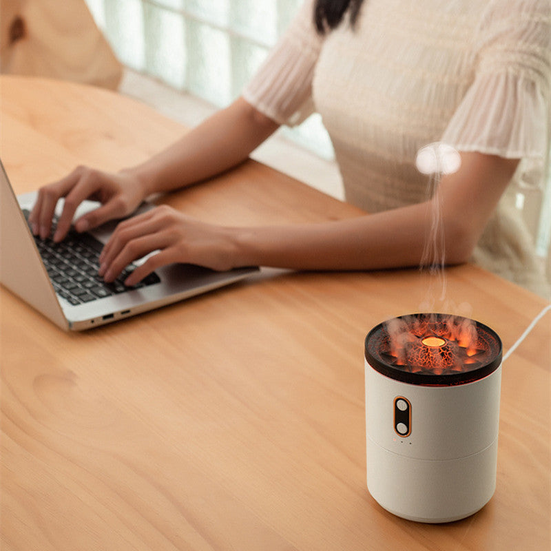 Volcanic Flame Aroma Diffuser – USB Portable Essential Oil Humidifier with LED Night Light