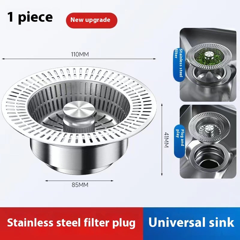 Stainless Steel Sink Drain Strainer – Kitchen Anti-Clog Sink Stopper with Bounce Core