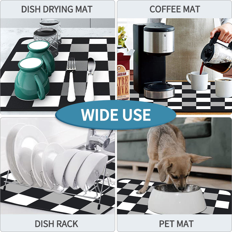 Super Absorbent Dish Drying Mat – Rubber Kitchen Drain Pad for Dishes, Cups & Bottles