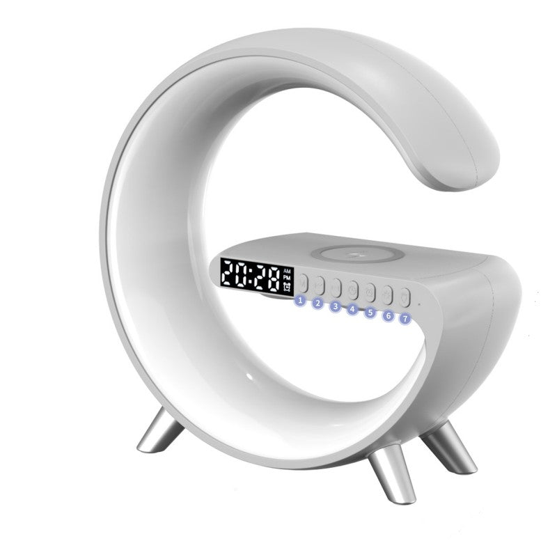 G-Shape LED Lamp with Bluetooth Speaker & Wireless Charger – Smart App Control Night Light