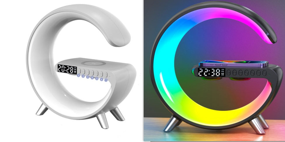 G-Shape LED Lamp with Bluetooth Speaker & Wireless Charger – Smart App Control Night Light