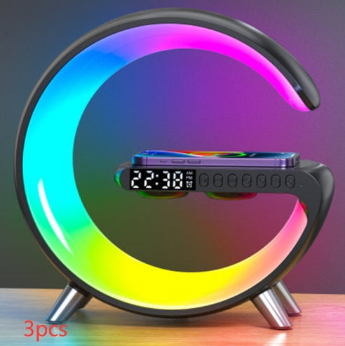 G-Shape LED Lamp with Bluetooth Speaker & Wireless Charger – Smart App Control Night Light