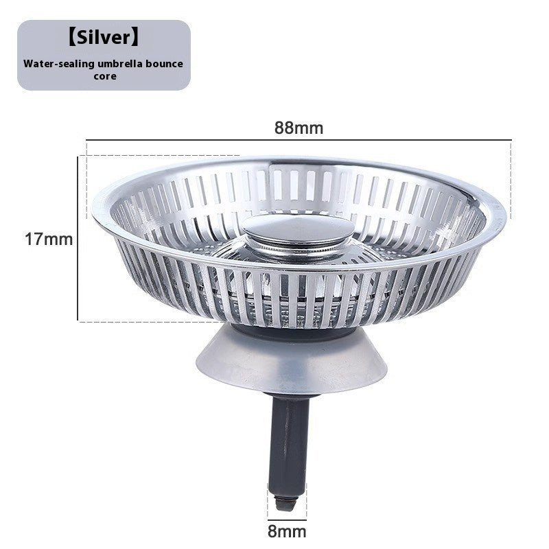 Stainless Steel Sink Drain Strainer – Kitchen Anti-Clog Sink Stopper with Bounce Core