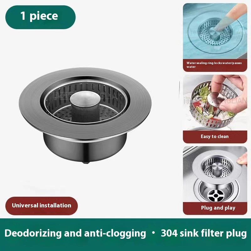 Stainless Steel Sink Drain Strainer – Kitchen Anti-Clog Sink Stopper with Bounce Core