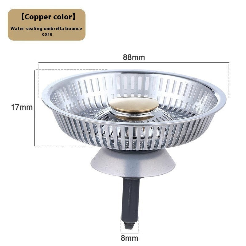 Stainless Steel Sink Drain Strainer – Kitchen Anti-Clog Sink Stopper with Bounce Core