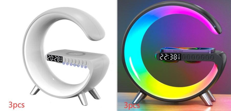 G-Shape LED Lamp with Bluetooth Speaker & Wireless Charger – Smart App Control Night Light