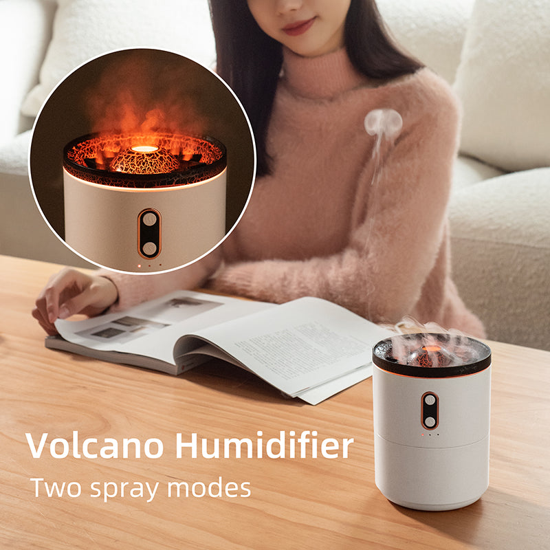 Volcanic Flame Aroma Diffuser – USB Portable Essential Oil Humidifier with LED Night Light