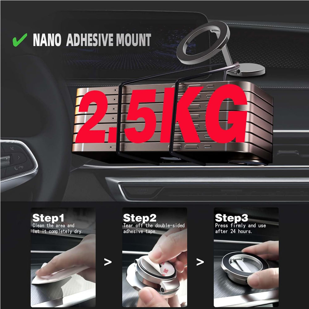 Magnetic Car Phone Holder – Adjustable Dashboard & Air Vent Mount