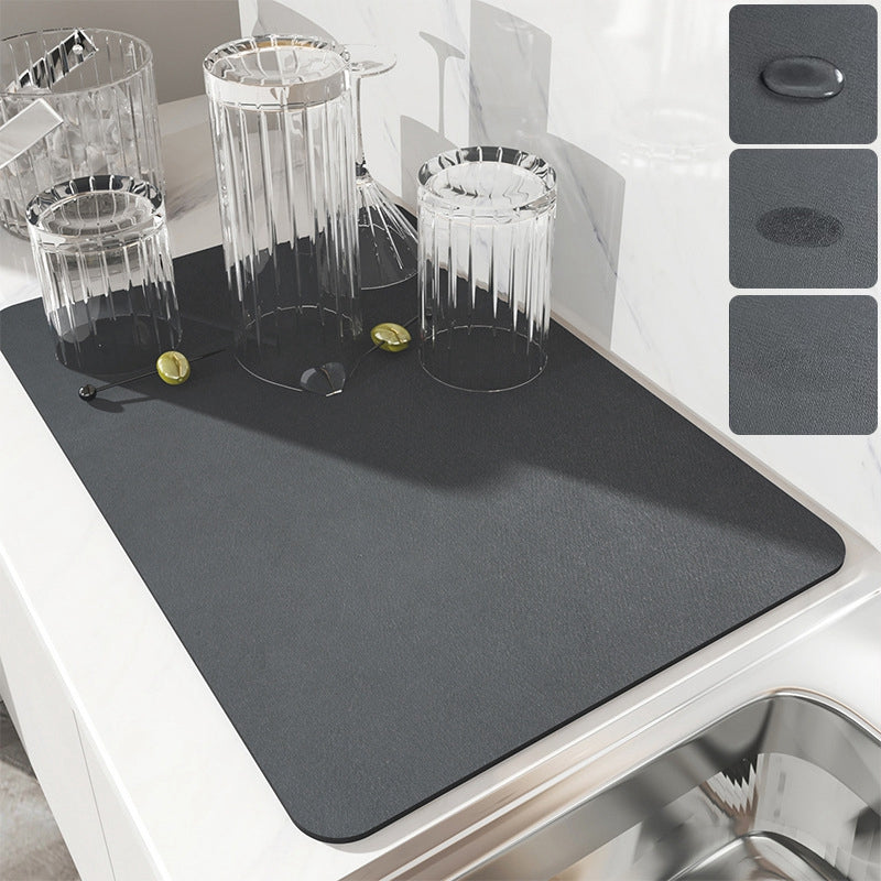 Super Absorbent Dish Drying Mat – Rubber Kitchen Drain Pad for Dishes, Cups & Bottles