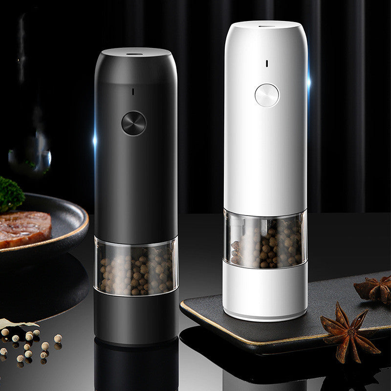 Electric Salt & Pepper Grinder Set – Automatic One-Hand Operation, Rechargeable, Adjustable Coarseness, LED Light