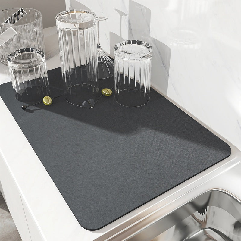 Super Absorbent Dish Drying Mat – Rubber Kitchen Drain Pad for Dishes, Cups & Bottles