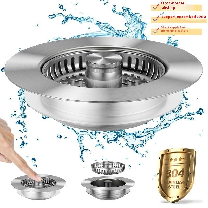 Stainless Steel Sink Drain Strainer – Kitchen Anti-Clog Sink Stopper with Bounce Core
