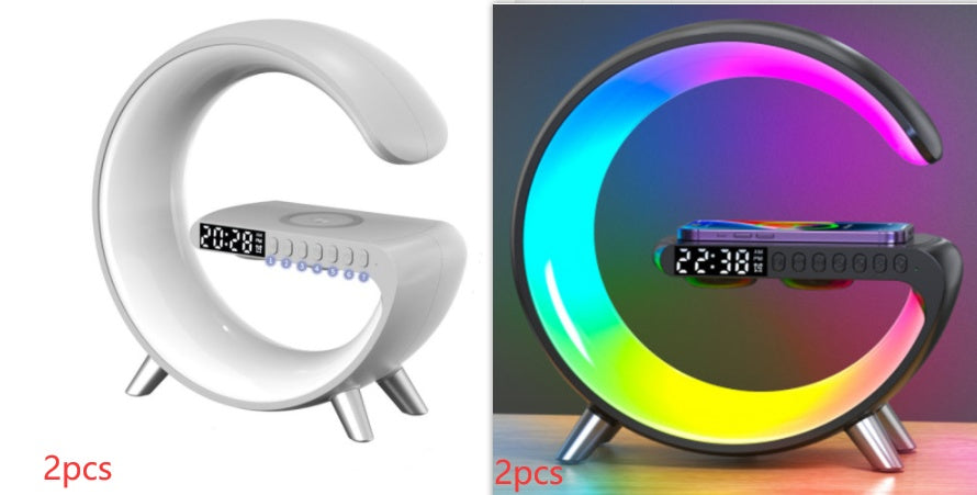 G-Shape LED Lamp with Bluetooth Speaker & Wireless Charger – Smart App Control Night Light