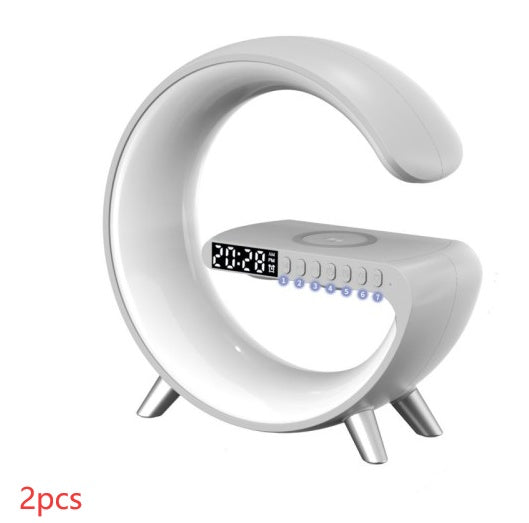 G-Shape LED Lamp with Bluetooth Speaker & Wireless Charger – Smart App Control Night Light