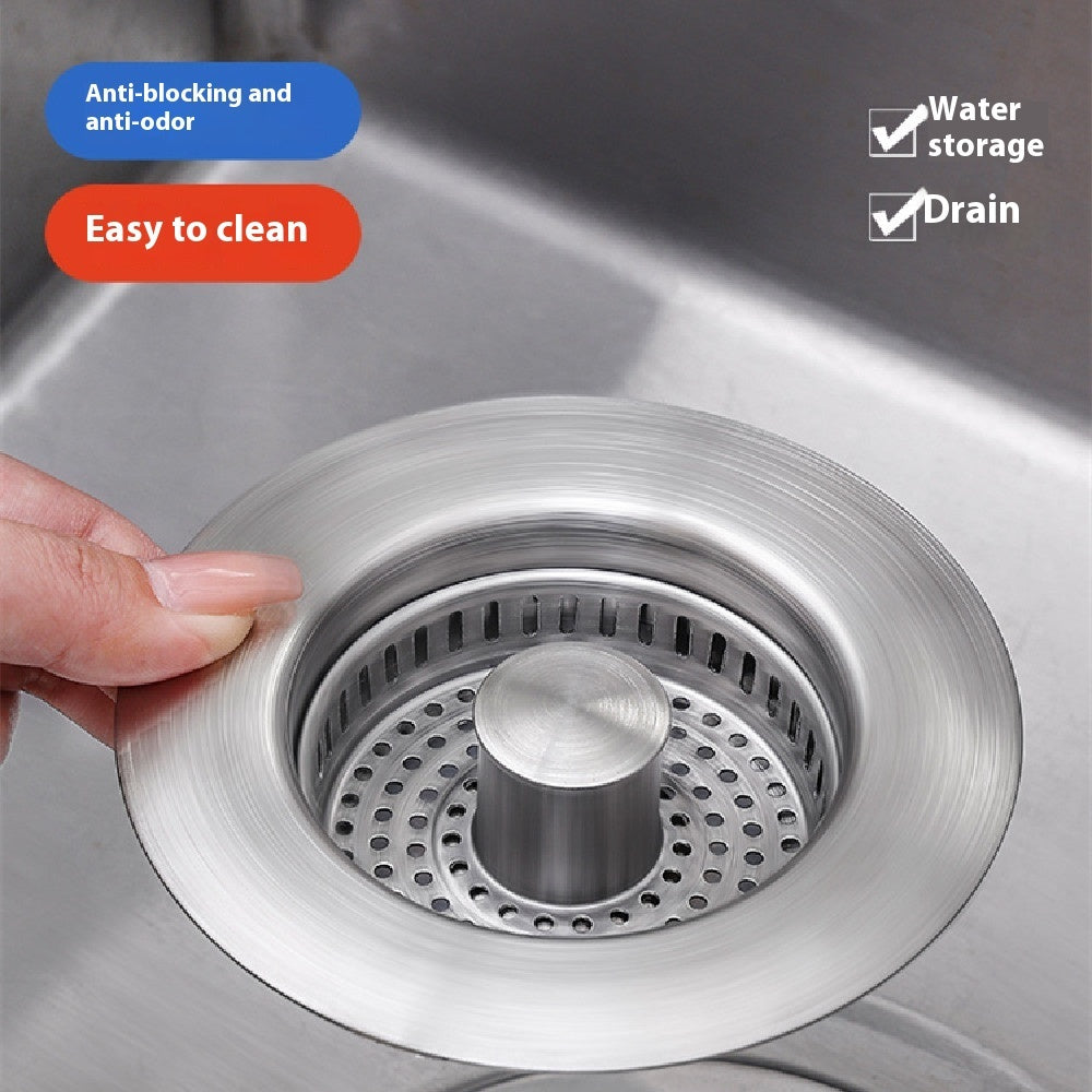 Stainless Steel Sink Drain Strainer – Kitchen Anti-Clog Sink Stopper with Bounce Core
